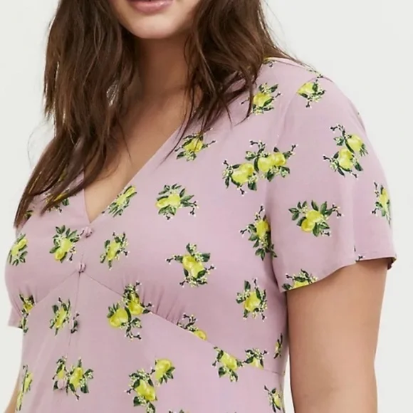 Torrid - Lemon Print Midi Dress - Picture 2 of 8